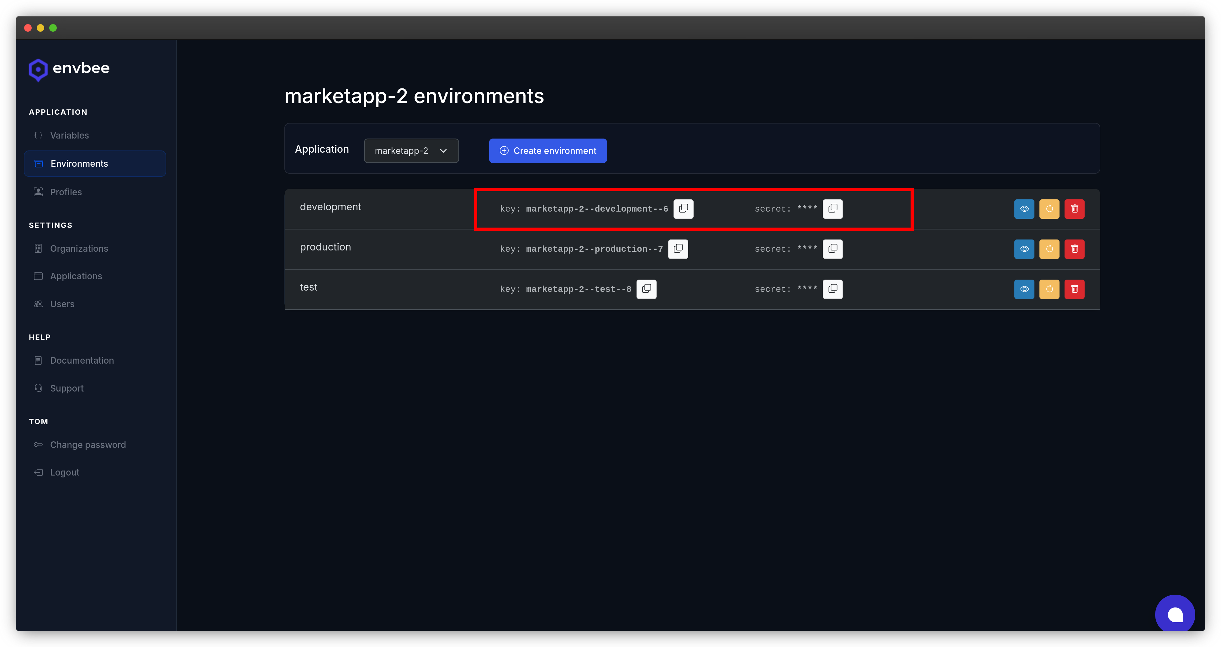 Application environment
