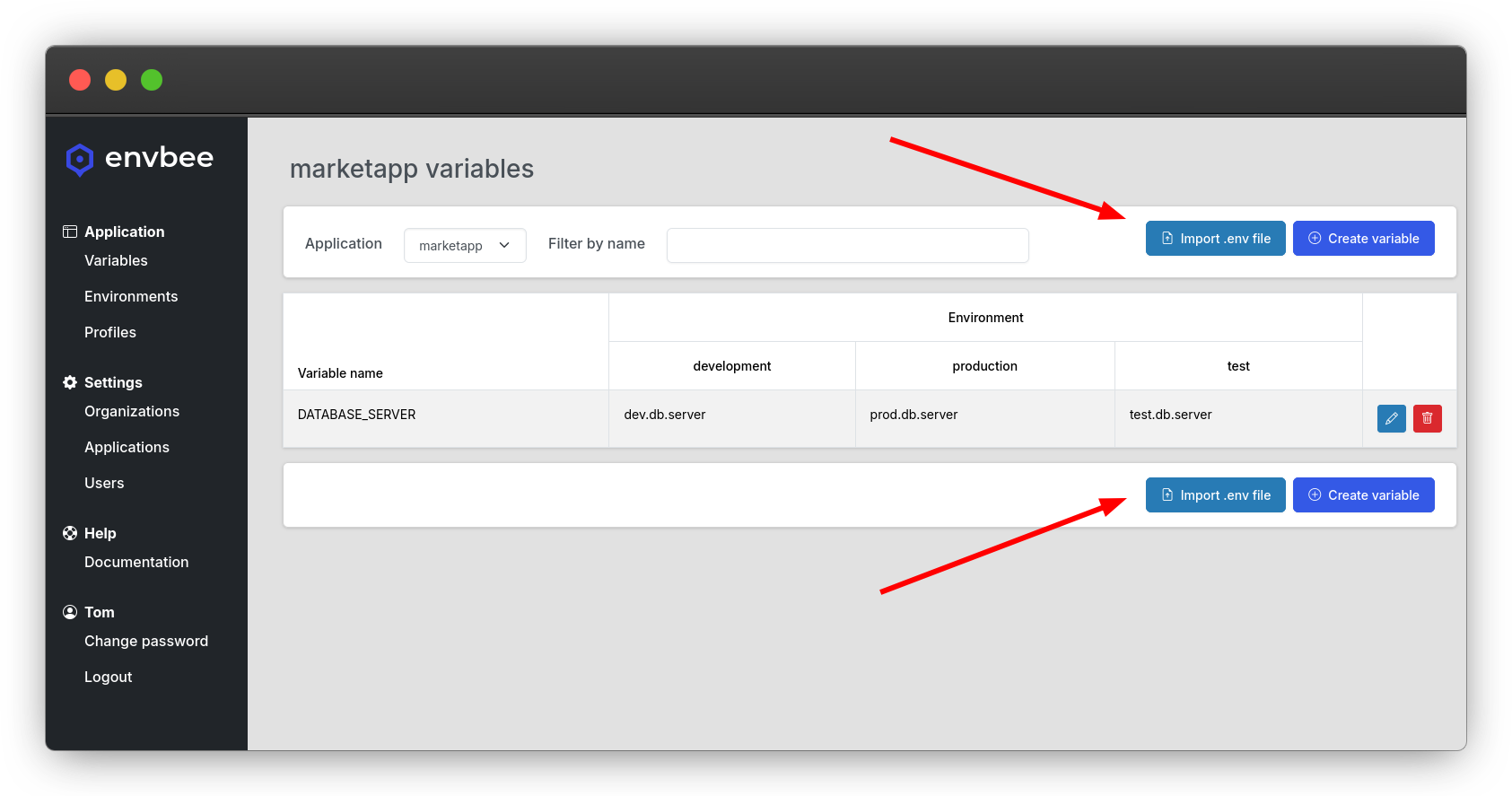 Import env file