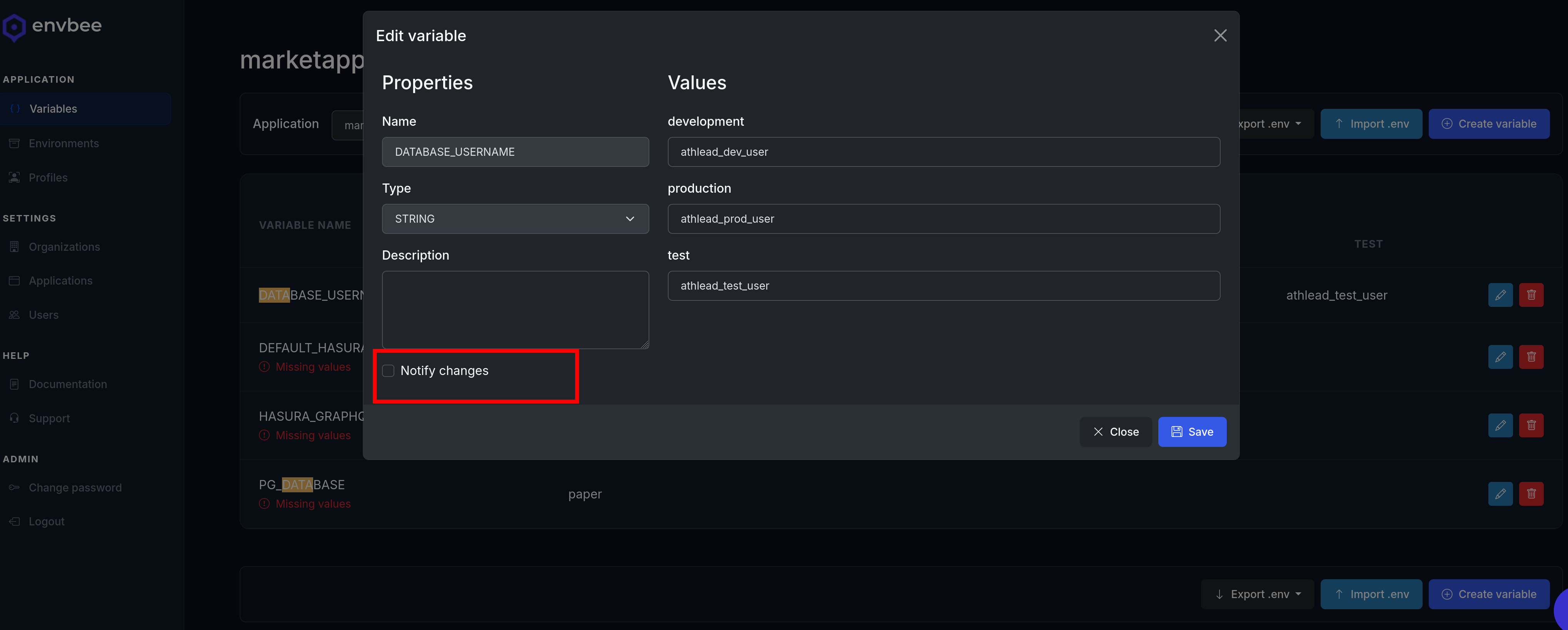 Enable notification
